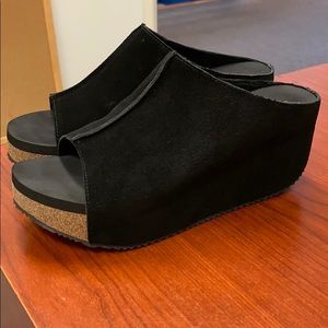 Slip on peep toe wedge